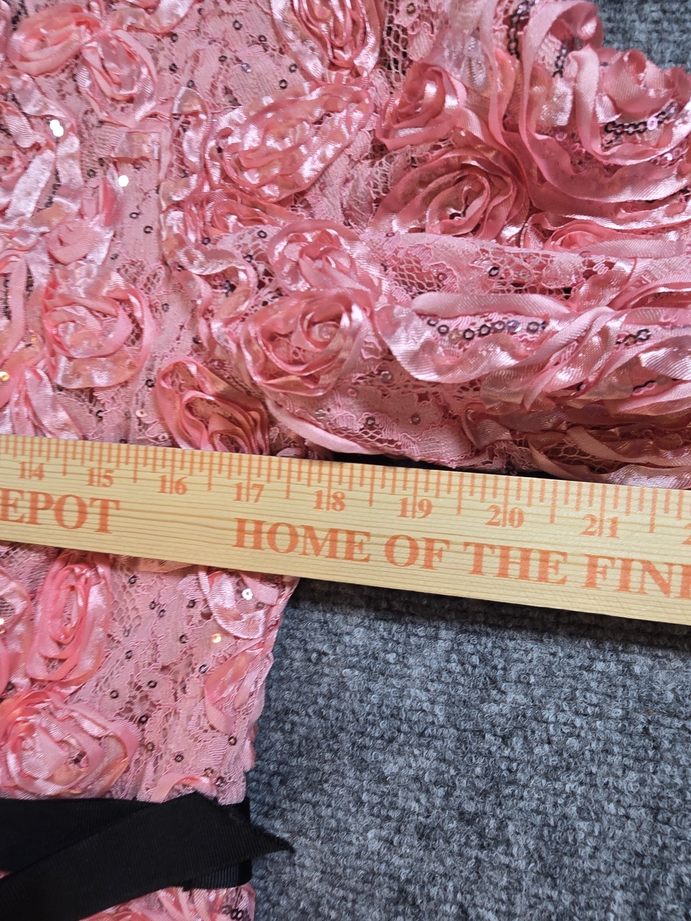 Alex Evenings Pink Floral Applique Top Womens Large NWT Ribbon Waist - Picture 4 of 7